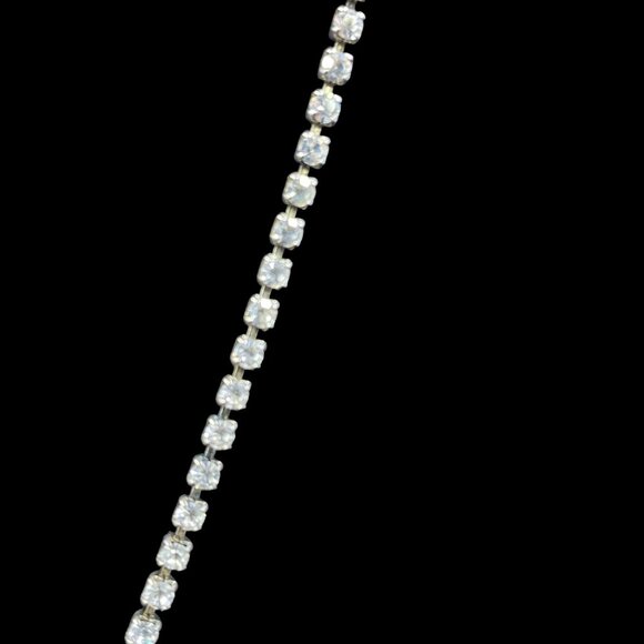 Vintage Blue Rhinestone Pendant Necklace Glam Elegant Coquette Old Money Formal - Picture 5 of 8